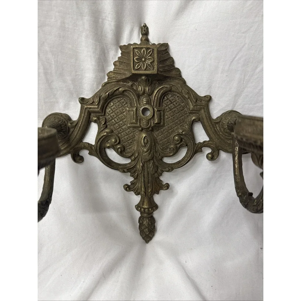 Antique 19th Century Neoclassical Ornate Bronze Double Arm Light Candle Sconce